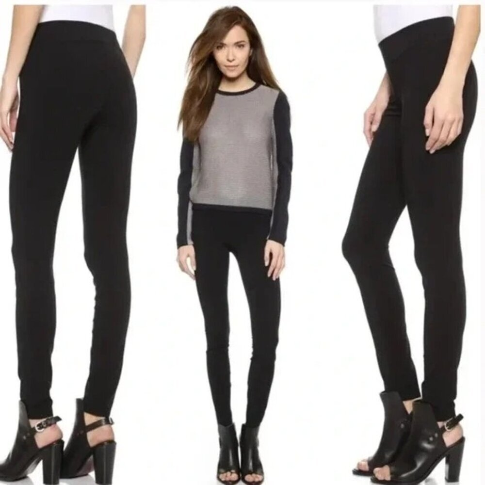 Helmut Lang Womens Black Pull On Seamed Leggings Size P Minimalist USA Made